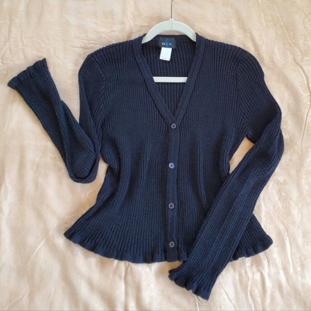 6 by SIX Women Knitted Black Cardigan. Size M